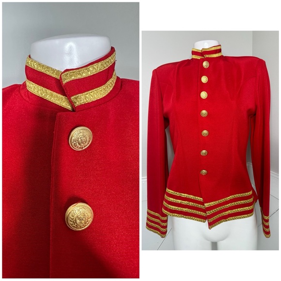 S&S COLLECTION RED GOLD MILITARY STYLE JACKET- PRELOVED-SMALL - Picture 4 of 8